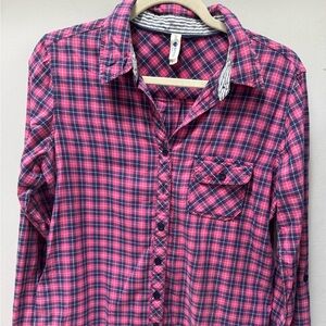 Girl Krazy Vibrant Pink and Navy Plaid Shirt